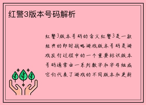 红警3版本号码解析